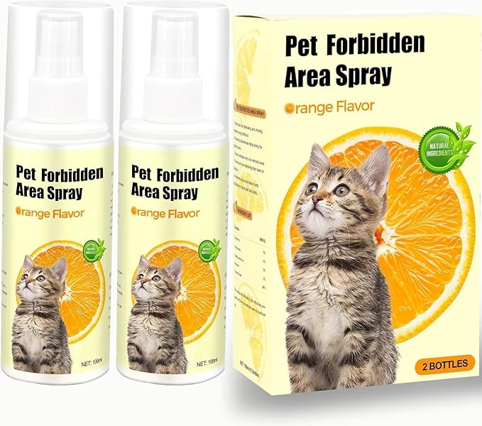 Cat Deterrent Spray – Anti-Scratch Cat Spray 100% Natural, Plant-Based Formula to Stop Scratching, Chewing & Urine Spraying – Indoor Use Safe for Furniture, Pets & Kids – 6.76 oz Orange