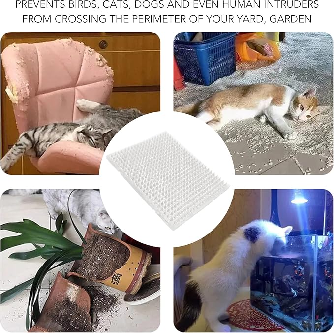 Cat Repugnant Mats, 8PCS PVC Deterrent Pads for Garden and Indoor Use, Each Mat 13.4x16.7 Inches