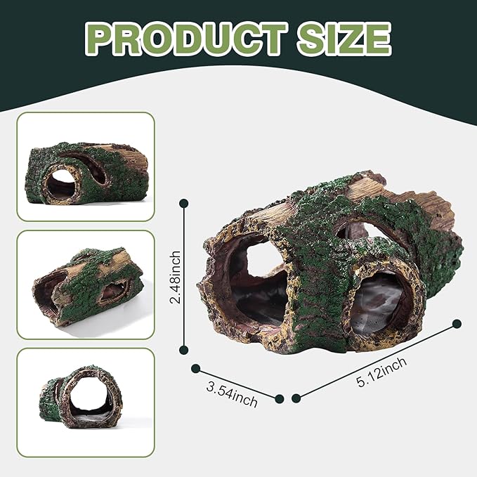 Resin Tree Trunk Aquarium Hideout Decoration, Driftwood Betta Fish Tank Cave, Non Toxic Safe Aquarium Ornament Decorations for Shrimp, Reptile Terrarium Cave Hide Accessories (Trunk)