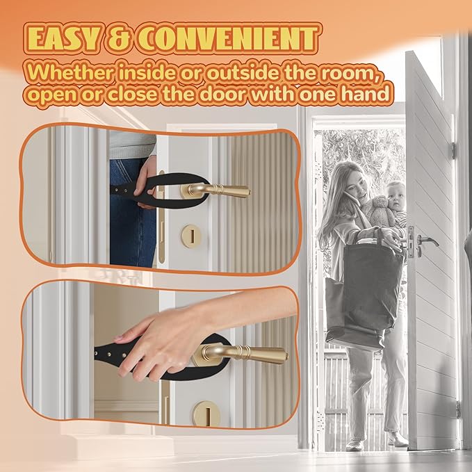 TGIOW Cat Door Latch, 1 Pcs Cat Door Stopper Pet Door Latch to Keep Dog Out of Litter Box and Food, Door Prop for Cat with 5 Adjustable Size Strap 2.5-6" Wide, No Measuring, Easy to Install, Black