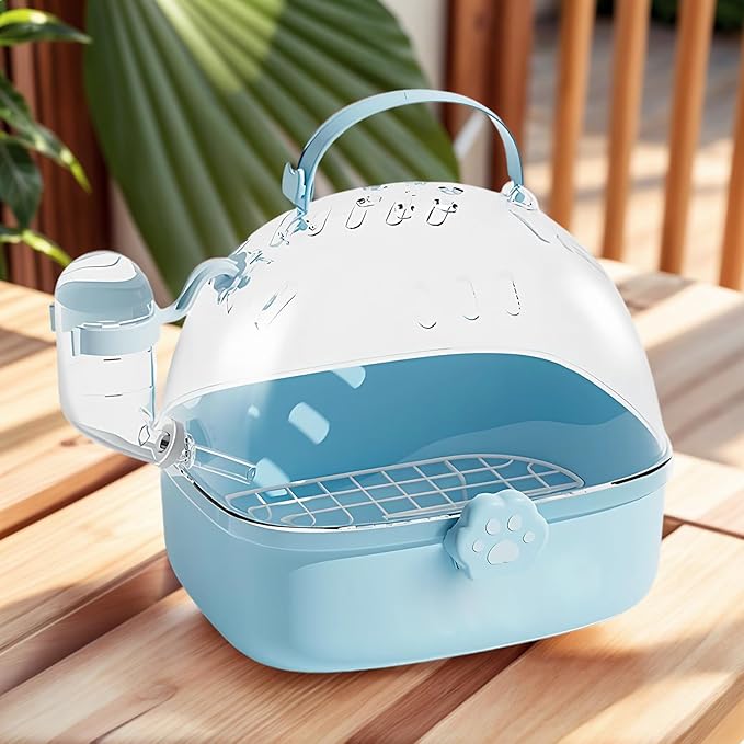 Hamster Carrier Cage - PVC Chinchilla Carrier Cage with Water Bottle - Pet Bird Carrying Supplies Spacious Design for Sparrow Macaws Conures Chinchillas Budgies Cockatiels Parakeet Hedgehog
