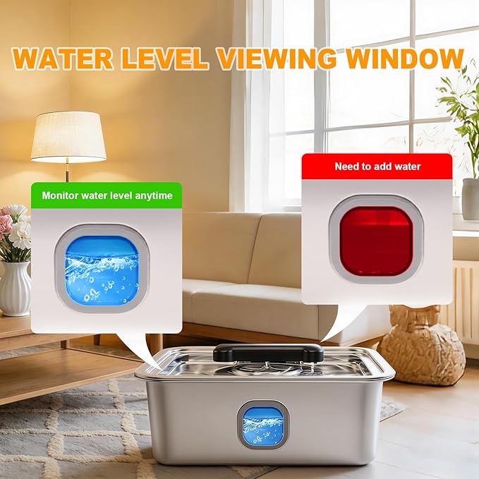 Large Water Fountain for Dog, 4Gallon Stainless Steel Pet Drinking Dispenser Automatic Fresh Flow Bowl Inside with Filter, 15L Extra Huge Refillable Water Dispenser Indoor