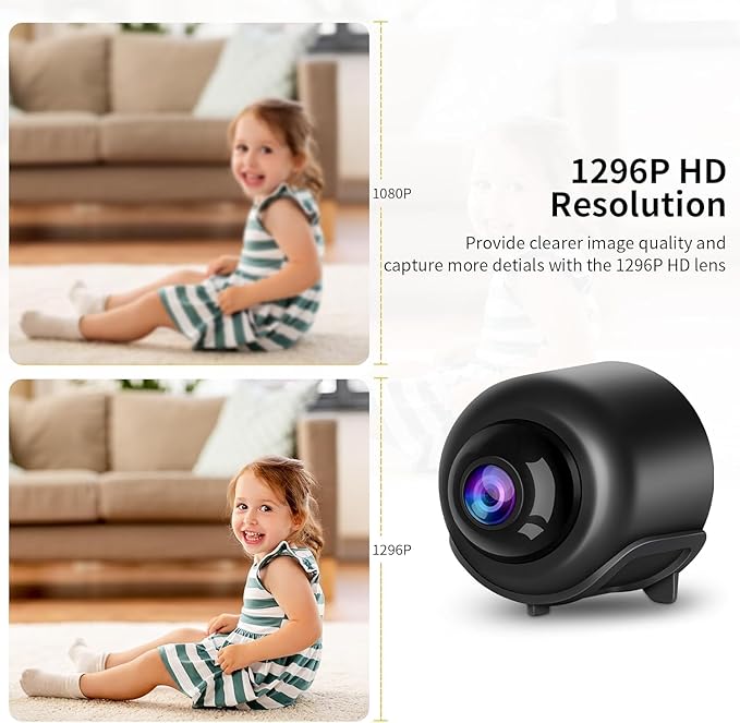 VSTARCAM Tiny WiFi Camera for Home Security 1Pcs, 3MP Portable HD Night Vision Motion Detection Remote Surveillance 120° Wide Angle Camera, Baby Monitor Small Motion Activated Use with Wire