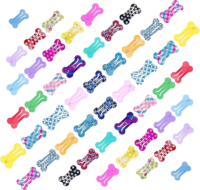 PET SHOW 50Pcs/25Pairs Hair Clips for Small Dogs Cute 1 Inch Puppy Barrettes Mini Bone Shaped Snap Hair Bows Pet Grooming Hair Accessories for Dog Cat