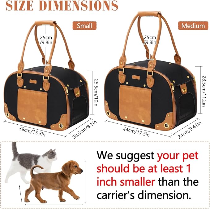 PetsHome Dog Carrier Purse, Pet Carrier, Foldable Waterproof Premium Nylon Pet Travel Portable Bag Carrier for Cat and Small Dog Home/Outdoor Small Black
