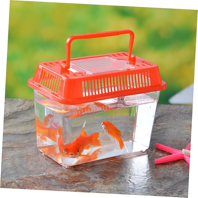 Turtle Habitat and Fish Breeding Tank, Sturdy Pp Plastic Transport Box 15x9x11cm, Portable Aquarium for Small Reptiles and Goldfish Housing
