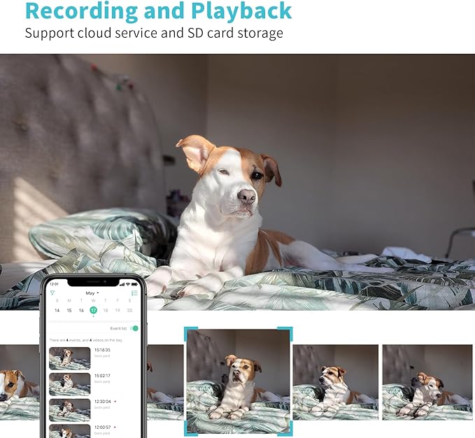 Pet Camera, 2K HD Dog Camera with Phone APP, 360° Pan/Tilt View Puppy Cam, One Click Call for Baby Monitor, MagivPix Night Vision,Motion Tracking Alarm with Cloud/Local SD -2 Pack