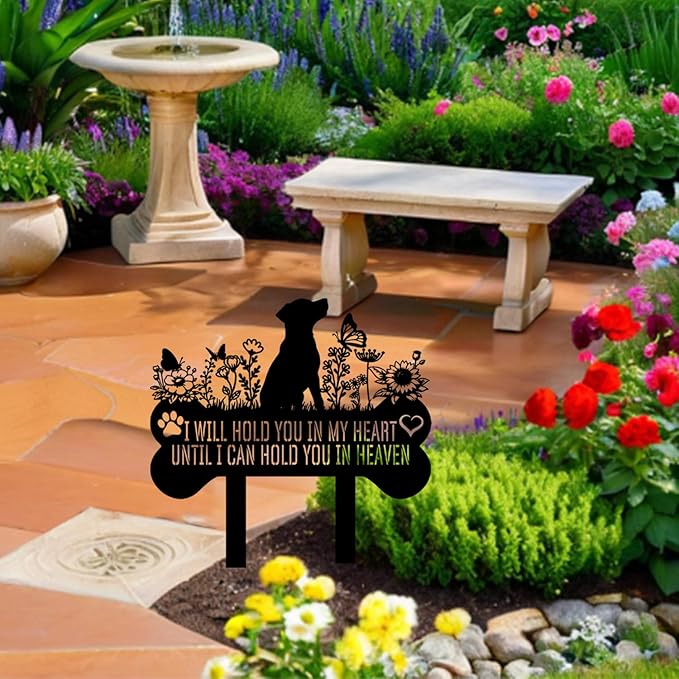 Pet Grave Markers Dog, Metal Pet Metal Memorial Garden Stake, Pets Waterproof Grave Stakes Plaque, Pet Headstone Garden Memorial Graves, Metal Dog Garden Decor 12"