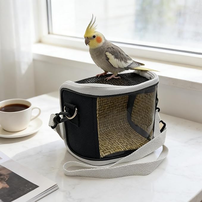 Lovebirds Carrying Bag - Clear Window Pouch, Parrot Travel Tote, Trainer Volunteer Gear, Animal Lover Accessory | Lightweight Lovebirds Carrying Bag with Transparent Window for Outdoor Short Trips