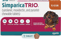 Simparica Trio (sarolaner, moxidectin, and pyrantel chewable Tablets) Chewables for Dogs, 12 mg/tab, 11.1-22 lbs, (Caramel), 1 Tablet