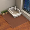 HCY&WLD Cat Litter Mat, Honeycomb Double Layer Cat Litter Trapping Mat, Waterproof Urine Proof Non-Slip, Scatter Control, Less Waste, Easier to Clean (Brown, 30" X 22")