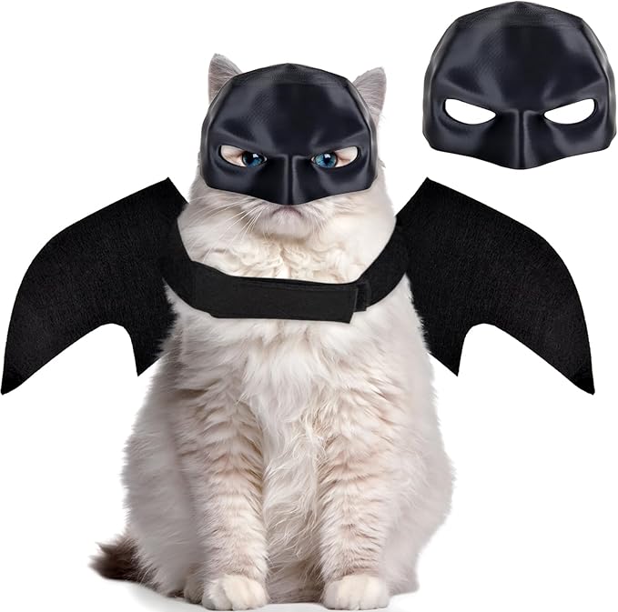 Halloween Cats Costumes Wings & Mask - Kittens Only Cat Bat Masks Small Pet Costume Decoration Clothes Accessories, Pets Harness Supplies Cute Outfit Apparel, Black Funny Cosplay Outfits for Party