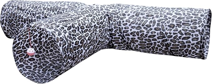 Feline Ruff 3 Way Cat Tunnel. Extra Large 12 Inch Diameter and Extra Long. A Big Collapsible Play Toy. Wide Pet Tunnel Tube for Rabbits, Kittens, Large Cats, and Dogs (Animal Print)