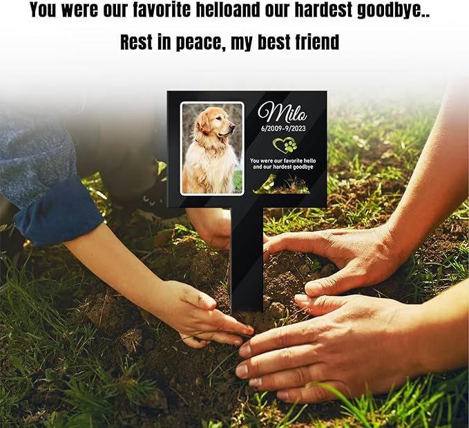 Custom Pet Cemetery Markers - Dog Grave Markers Outdoor Pet Grave Markers Cat Grave Markers for Cemetery Dog Tombstones for Graves Outdoor (B-Rectangle1)