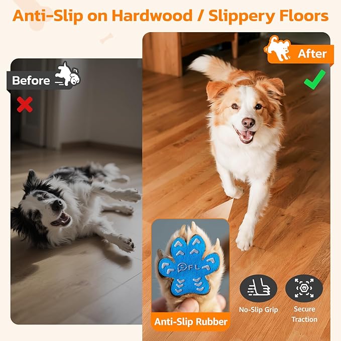 Non-Slip Dog Paw Protector Pads for Senior Dogs, Dog Paw Traction Stickers with Anti-Slip Rubber, Help Walk on Hardwood Floor, Blue 48pcs, L for 21-40lbs