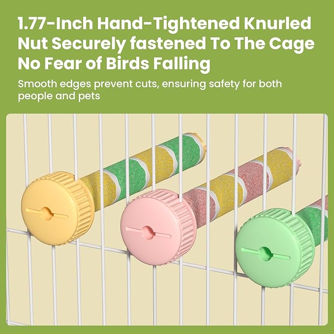 Bird Perch Stand Sandblasted Rough-Surface Cage Accessories,Parrot Beak & Claw Grinding Stone Sticks,Safe Non-Toxic Claw Trimmer Chew Toy for Parakeets,Cockatiels,Finches,Lovebirds
