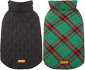 Kuoser Warm Dog Coat, Waterproof Dog Jacket for Extra Large Dogs, Adjustable Durable XL Doggie Winter Coat Reversible Cozy Puppy Cold Weather Apparel from Small to Large Breed, Christmas Green XL