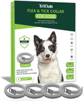 Flea and Tick Prevention Collar for Dogs, Adjustable Dog Flea and Tick Treatment for Puppy, Small, Medium, Large, and Extra Large Dogs, Best Natural Flea and Tick Collars (Gray Collar)