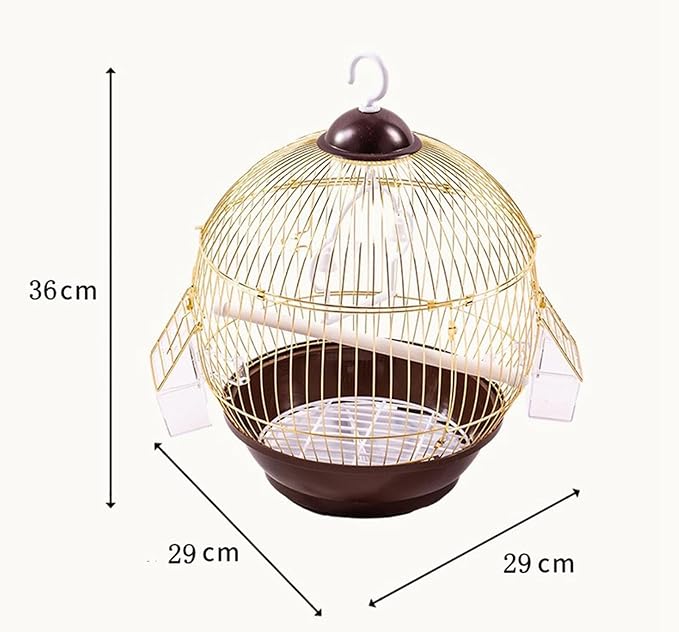 Cage Birdcage Pet House Metal with Food Cup Stand Cage Bird Cage for Budgies Cockatiels Parrot African Grey Conures, Gold