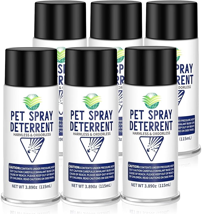 Cat Deterrent Spray Refill, Pet Spray Deterrent System, Motion Activated Cat System, Cat & Dog Odorless & Indoor, Up to 3 Feet Away, Pet Deterrent Spray Refill 6 Pack 23.34Oz