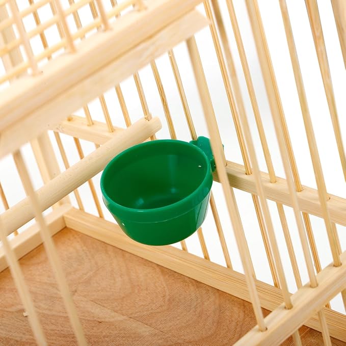 Happyyami Bamboo Bird Cage Small Square Parakeet Cage with Hanging Hook Indoor Outdoor Bird Keeping for Budgie Lovebird Cockatiel