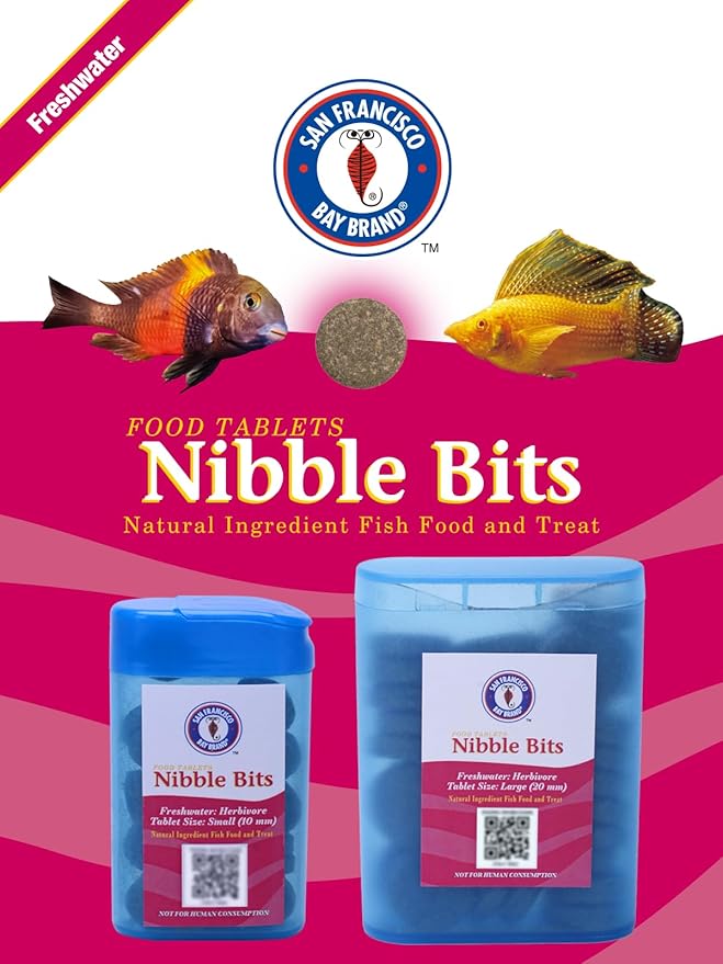 San Francisco Bay Brand Tropical Fish Food Tablets Nibble Bits - All-Natural Fish Food for Freshwater Herbivore, Angelfish, Cichlids, Catfish, Guppies, Tetras - Guppy Fish Food - 2.1 oz (60g)