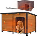 GUTINNEEN 59" Extra Large Heated Outdoor Dog House for Large Dogs Insulated, Thermostat-Controlled Heating with Full 6-Sided Insulation, Metal Frame, Spacious, Cozy, and Safe Winter Shelter (Brown)