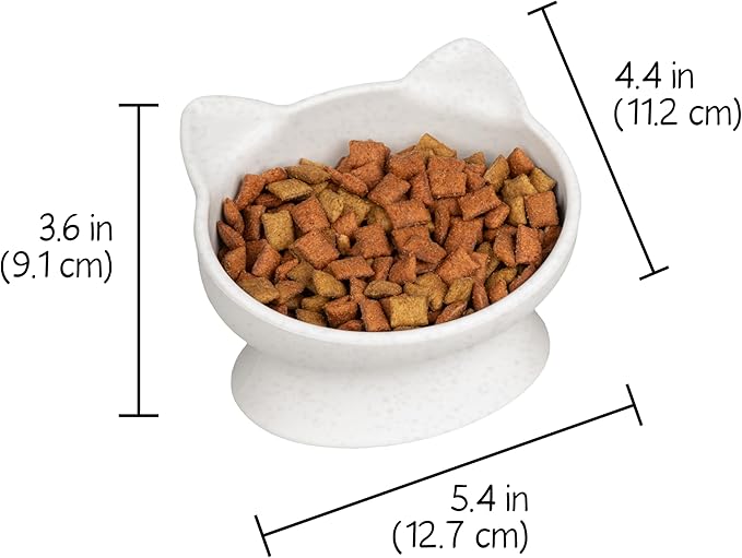Kitty City Elevated Cat Bowls (Set of 2), Whisker-Friendly Raised Cat Food & Water Dishes, Modern Pedestal Design, Dishwasher Safe, 6.5 oz Each – White & Gray