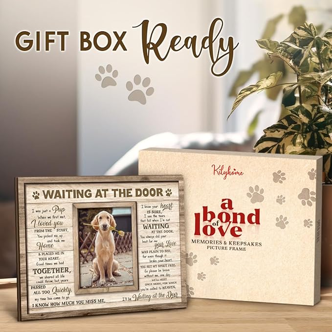 Dog Memorial Wooden Frame - Pet Photo Frame 8''x10'' with Meaningful Quote, in Loving Memory of Pup - Dog Loss Bereavement Keepsake, Wall Hanging, Table Decor - Sympathy Gifts for Pet Lover