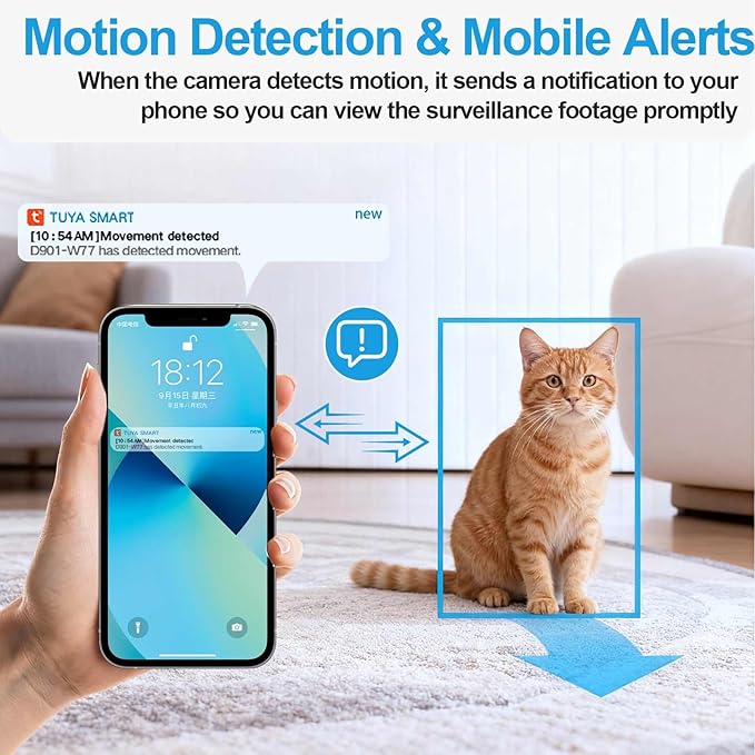 WiFi Wall Clock Camera 1080P, Indoor Security Camera with Motion Detection, Mini Wireless Cam with APP Control, Pet Surveillance for Home Security, Indoor, Office