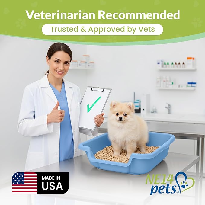 Dog Litter Box, Blue Color, Small Size, Durable & Pet Safe Puppy Litter Box, Indoor Open Top Entry Dog Litter Pan, Comfortable for Dogs, Great for Small Dogs up to 6 lbs (2 Pack)