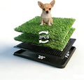 Artificial Grass Pad with Tray - 16"x20" Dog Potty for Puppy Training - with 2 PCS Reusable Replacement Fake Grass Pee Pads, Indoor/Outdoor Small Dog Litter Box for Apartment or Balcony/Patio