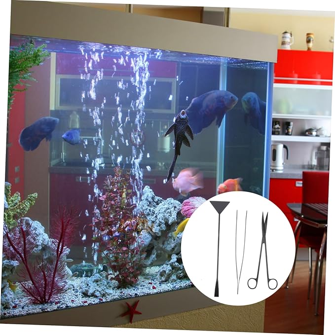 Happyyami 3pcs Set Fish Tank Cleaning Tool Aquarium Tools Kits Aquatic Plants Aquascaping Tools Aquarium Spatula Tool Water Plants Kit Water Plants Kit
