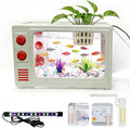 3 Gallon Fish Tank Aquarium Kit with LED Lights, Filter & Plant Planter - Retro TV Shaped Design Desktop Water Garden for Betta/Goldfish (White - 3 Gallon)