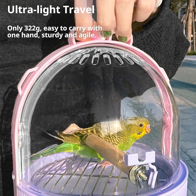 Breathable Outdoor Bird Carrier with Detachable Floor Grids Spacious Interior & Attached Water Bottle Ventilated Bird House for Travel