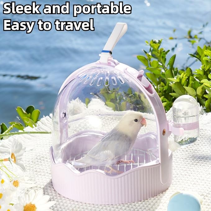 Pet Carriers Cage Portable Cage Parrot Bird Cage Outdoor Travel Camping Bird Parrot Cage with Water Bottle Bird Travel with Station Frame and Shoulder Strap Bird Travel Cage Bird Travel (Pink)
