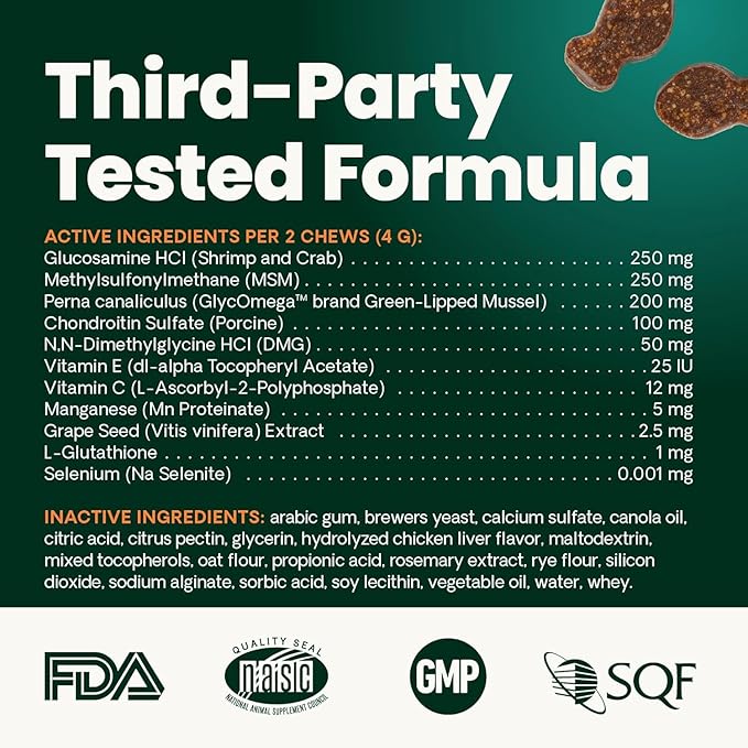 VetriScience Ultimate Strength Healthy Hip & Joint Chews, GlycoFlex Glucosamine, Chondroitin and Green-Lipped Mussel Joint Supplement for Cats, Soothe Joint Discomfort, Chicken, 30 Count