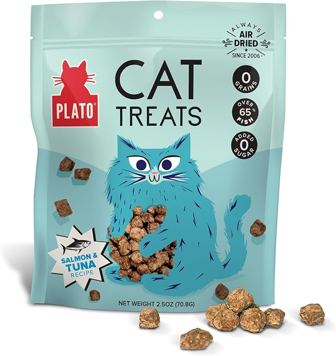 Plato Pet Treats Cat Treats - Single Ingredient, Healthy Salmon Treats for Indoor Cats - 2.5 oz