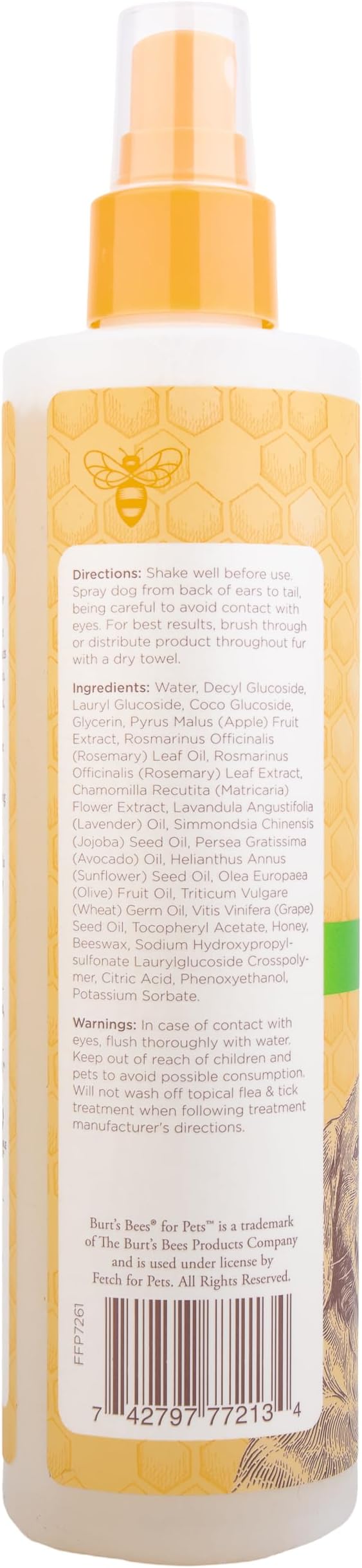 Burt's Bees for Pets Deodorizing Spray for Dogs with Apple and Rosemary, 99.7% Natural Origin Formulas, Waterless Dog Shampoo - Gentle Dry Shampoo for Dogs, Best Dog Shampoo, 10 oz