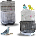 Daoeny 2Pcs Bird Cage Cover, Adjustable Soft Airy Nylon Mesh Parrot Net, Universal Feather Seed Catcher, Birdcage Cover Skirt Sheer Guard for Round Square Bird Cages (White +Black)