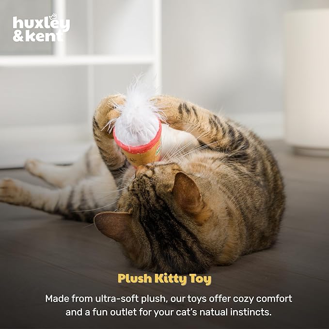 Huxley & Kent Plush Cat Toy - Holiday Interactive Catnip Toy for Cats & Kittens - Soft with Crinkle & Catnip - Fun Indoor Play - Latte My Way