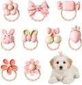 Ouligay 20PCS Small Dog Hair Bows with Rubber Bands Cute Dog Bows for Small Size Dogs Pink Puppy Bowknot Accessories Hair Ties for Yorkie Shih Tzu and Cat Girl