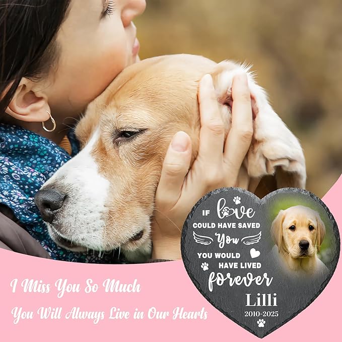 Alienc Personalized Pet Memorial Stone – Custom Dog & Cat Memorial Gifts for Loss, Outdoor Pet Grave Marker, Sympathy Keepsake for Dogs and Cats