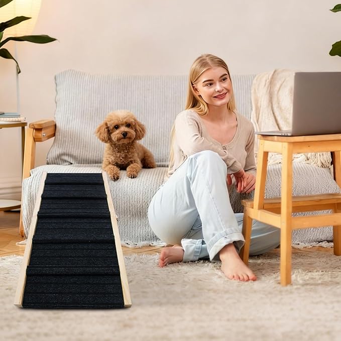 Large Dog Pet Ramp for Bed Couch Car 5 Adjustable Height Pet Step with Non-Slip Mat 9.06" to 20.8" Foldable Dog Steps for Small Large Old Dogs Cats