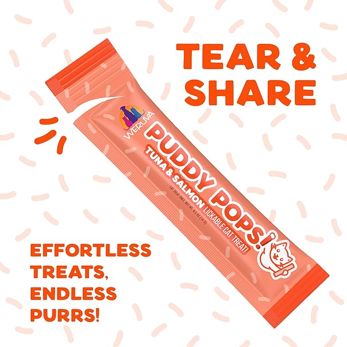 Weruva Puddy Pops, Tuna and Salmon Lickable Cat Treats, 0.5oz Tube, Pack of 50