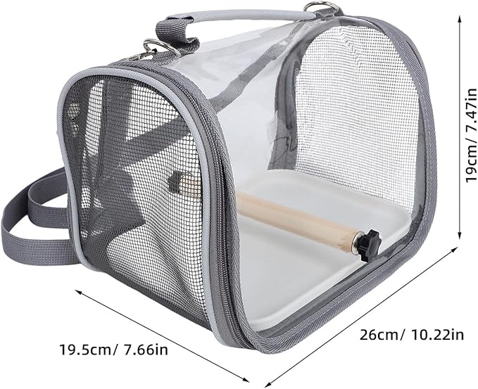 Portable Small Bird Travel Cage Carrier with Perch Lightweight Gray Bird Carrier Bag for Budgie Parrot Outdoor Transport and Adventure