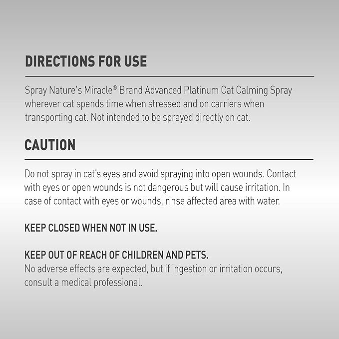 Nature's Miracle Cat Calming Spray,8 Ounces,Stress-Reducing Formula for Cats,(Pack of 2)