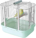 Bird Carrier Travel Cage, Durable Portable Stainless Steel Birdcage with Bird Perch & Feeding Bowl for Parrots Canaries Budgies Lovebirds Conures Cockatiels (Small Light Green)