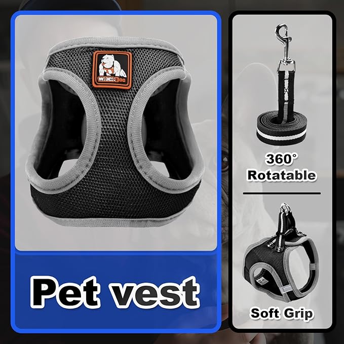 Dog Harness Medium Sized Dogs, Puppy Harness and Leash Set for Training, Running, Walking, Suitable for Small and Medium Dog Vest, Black, M