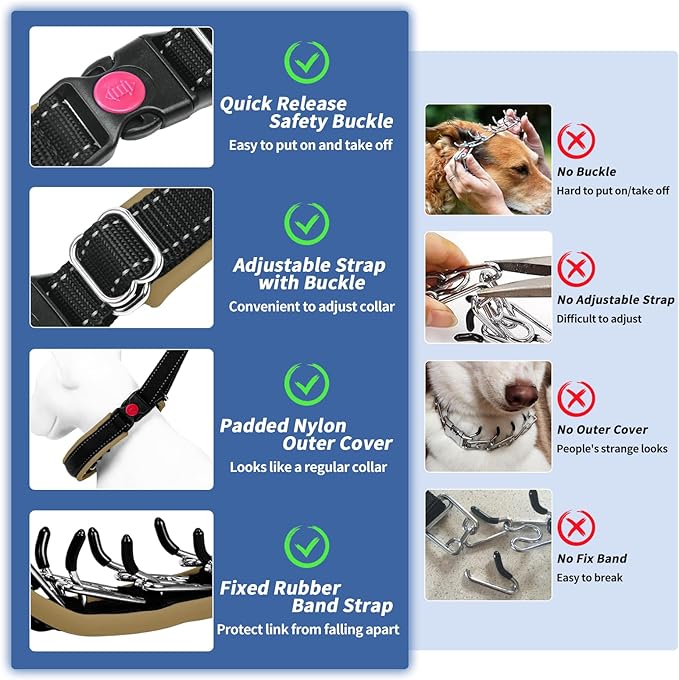 Martingale Collar for Dogs, Hidden No Pull Dog Collar with Buckle, Reflective Nylon Choke Collar Adjustable Limited Slip Collar for Large Medium Small Dogs Anti Pull Training Walking S Khaki